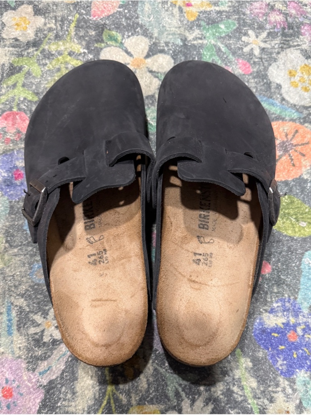 Birkenstock Black Oiled Leather Boston Clogs